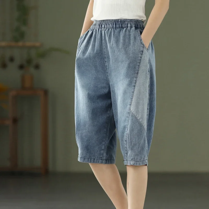 Женские винтажные шорты в стиле пэчворк летние модные однотонные Свободные