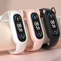 cute strap for xiaomi mi band 6 5 4 3 cartoon cat ear case silicone band replacement belt for miband6 miband5 miband4 wristband