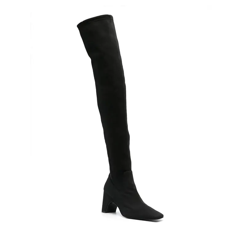 2023 New Women's Pointed Fashion Calf Boots Fashion Thick High Heel Sleeve Mid Sleeve Boots Winter 43 Large Women's Boots