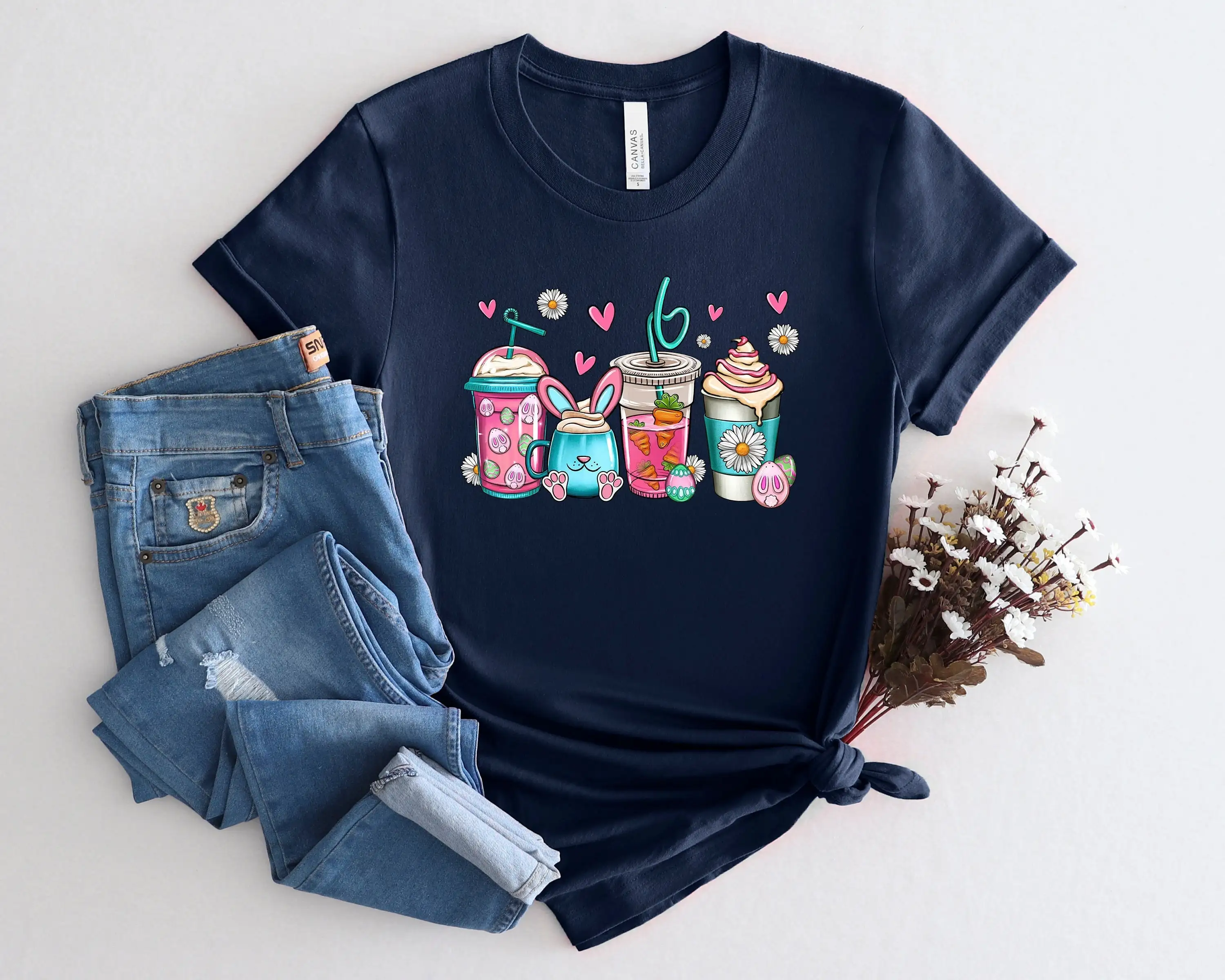 Фото Футболка Bunny Coffee Cups с пасхальными ушками Lover Cup Happy №1
