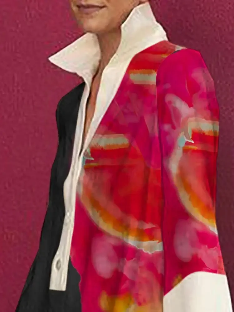 Платье-рубашка с цветочным принтом Freeacy для городских женщин воротник лацканами