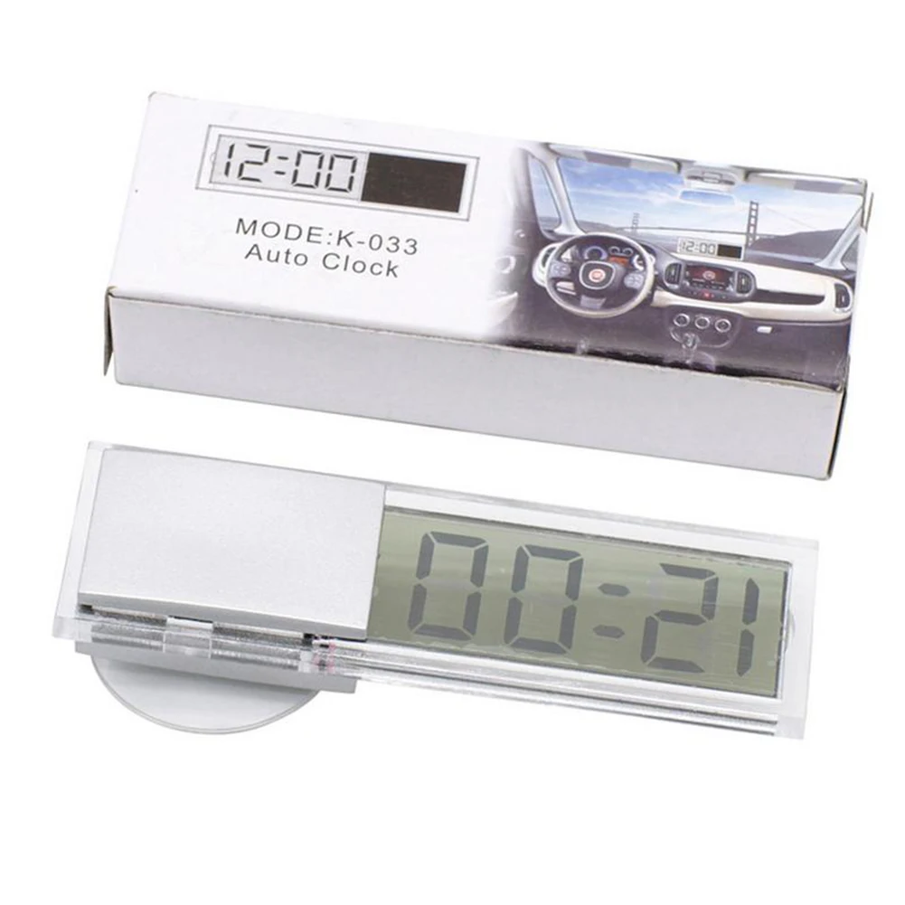 

Mini Car Digital Clock Transparent LCD High Quality Durable With Suction Cup