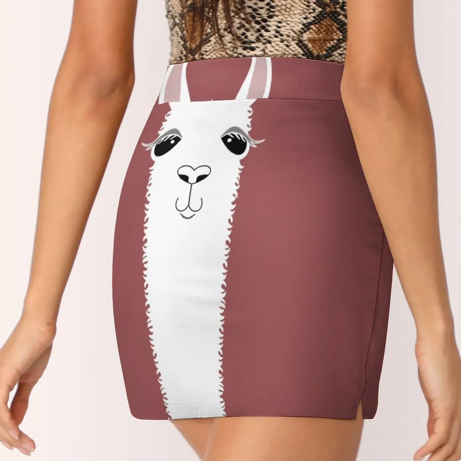 Женская юбка с портретом ламы Марсала спортивная юбка-юбка карманом модная в