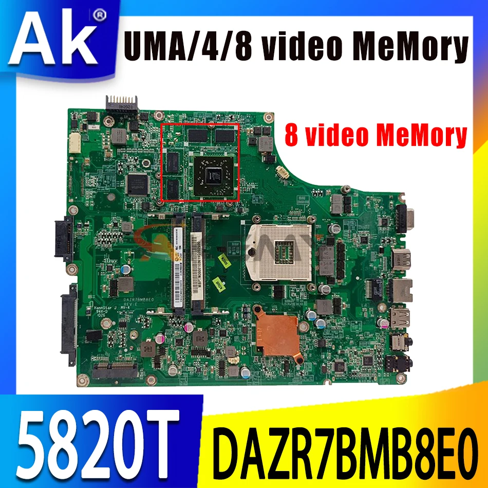 

Материнская плата DAZR7BMB8E0 5820T для ноутбука Acer Aspire 5820 5820T 5820G 5820TZ, материнская плата HD5650 HD5740 HM55 DDR3