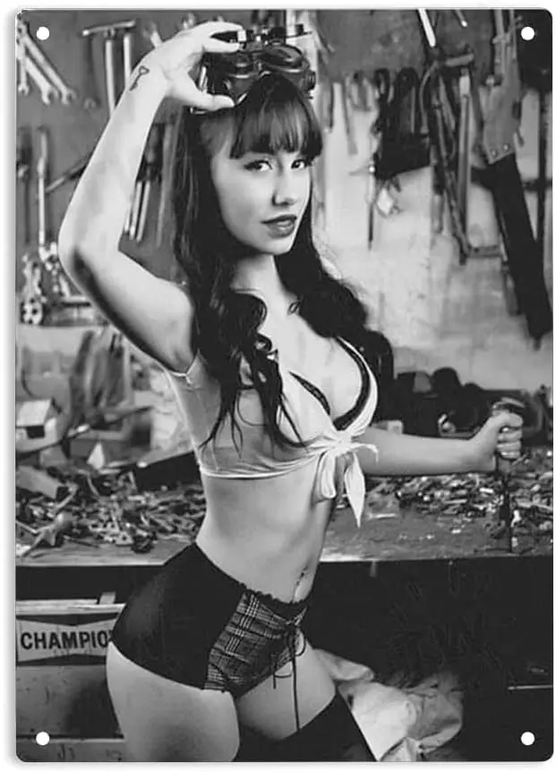ERMUHEY сексуальная Pinup Girl Hot Rod автомобильный гараж авто знак металлическая жестяная