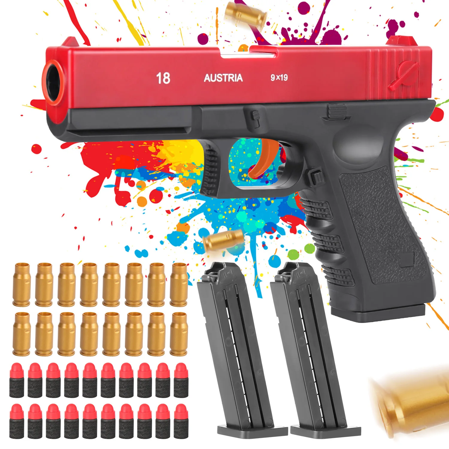 

Новинка 2023, игрушечные пистолеты с мягкими пулями, классные безопасные с 20-ю шт стандартными бластерами для мальчиков, красные