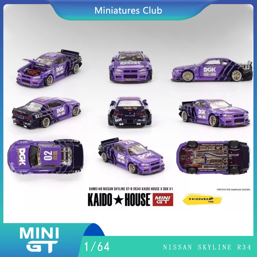 Модель автомобиля Kaido House Minigt 1:64 DGK NISSAN SKYLINE R34 из сплава