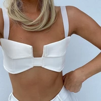 sexy women crop tank tops 2021 summer sleeveless backless faux leather bandeau bra camisoles punk style high streetwear clothes