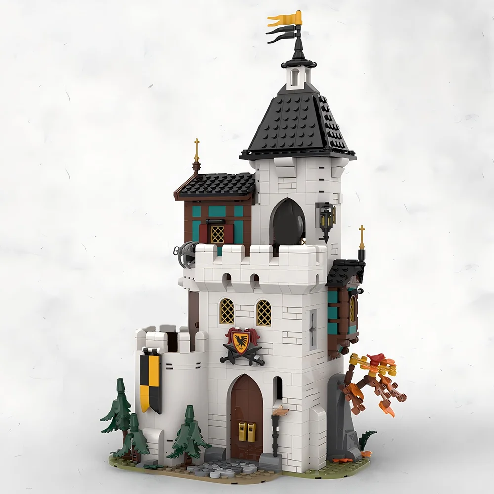 Строительные блоки MOC-The Lion knigh's High White Tower модель средневекового города игрушки