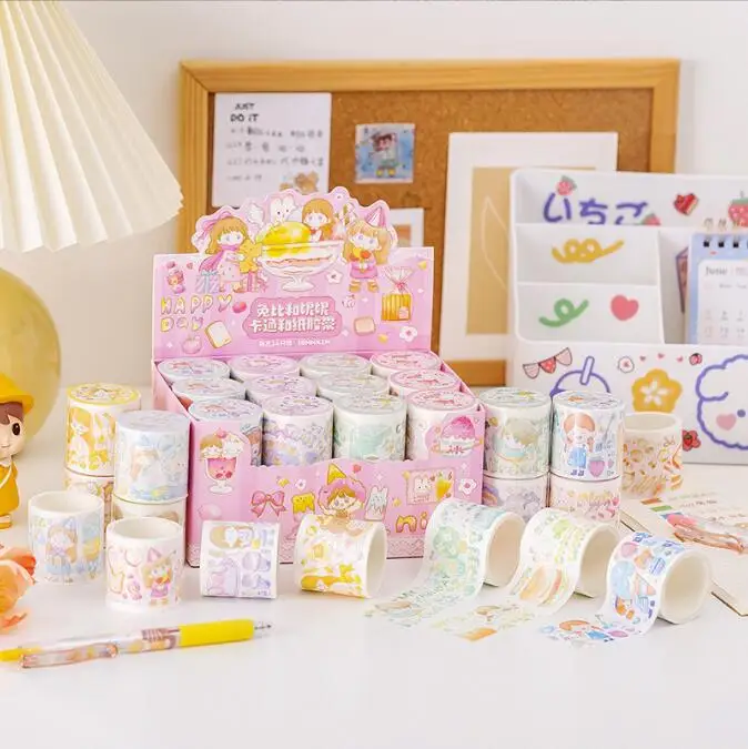 

24 шт./лот мультяшная девочка васи лента Милая декоративная наклейка Скрапбукинг дневник клейкая Маскировочная лента канцелярские принадлежности Школьные принадлежности