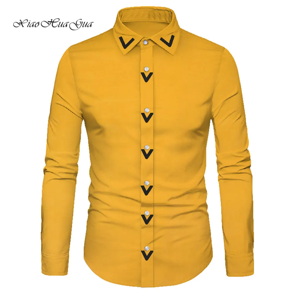 

Spring&Autumn African Casual Shirt for Men Tailor Made Full Sleeve Single Breasted Men's Shirt African Men Clothing WYN873