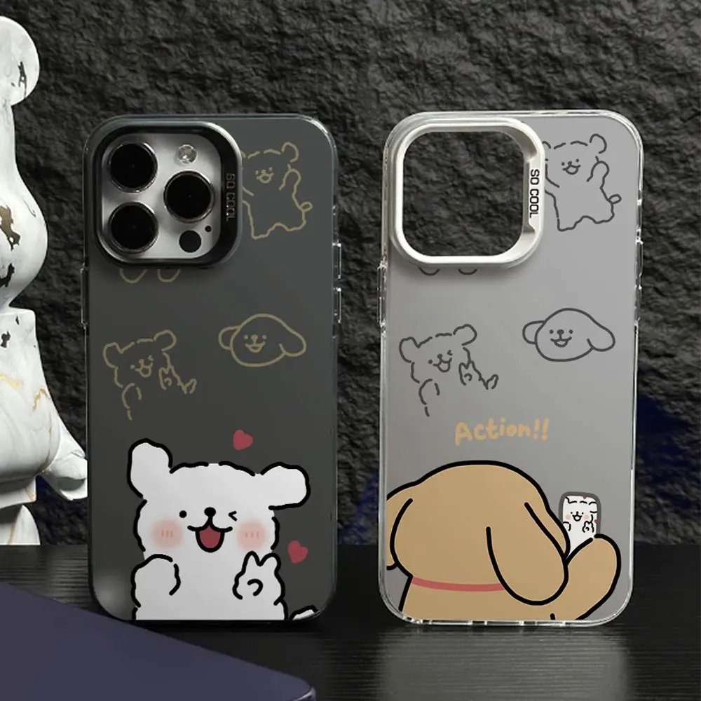 j kolorowa srebrna zabawna para psa Etui na telefon do Samsung Galaxy S24 Ultra S10 S20 S22 Plus S21 S23 FE Wstrząsoodporna twarda obudowa