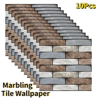10pcs 3d peel and stick marble tile wallpaper home decor kitchen bathroom living room self adhesive waterproof wall stickers