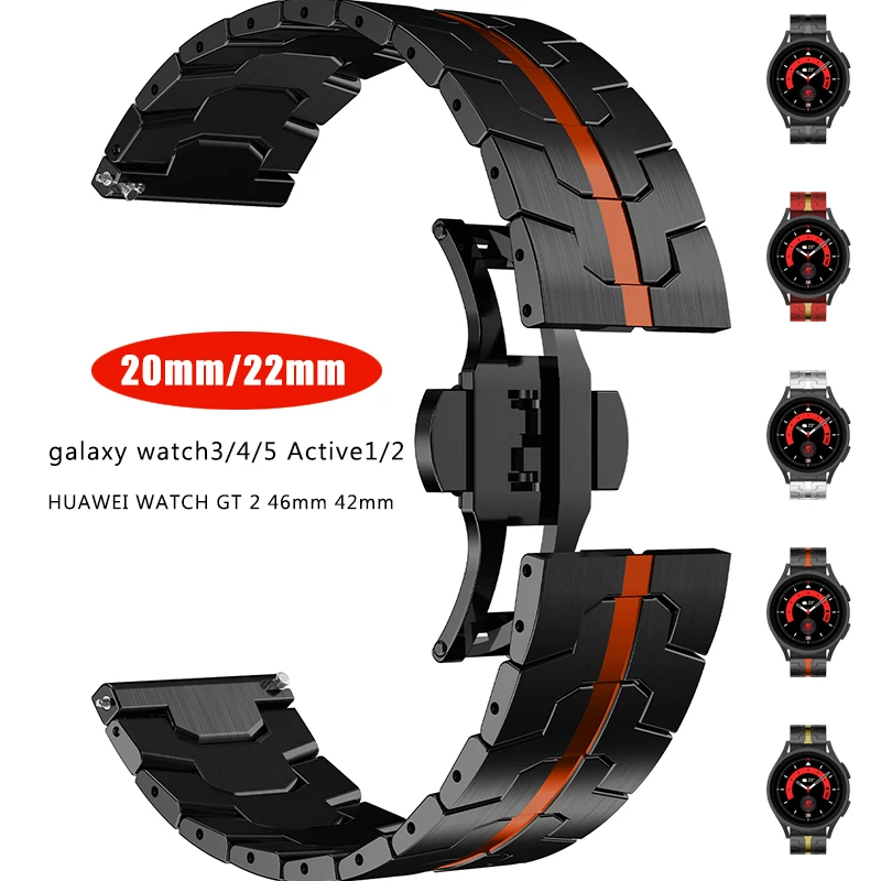 

20mm 22mm Stainless steel Strap for Samsung Watch 5 44mm 40mm 5Pro 45mm Metal Business Bracelet For Amazfit GTS 2 3 4 4 GTR 2 GT