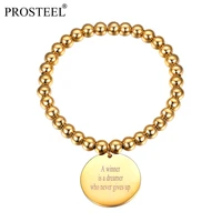 prosteel goldblackstainless steel fashion beads bracelet with inspirational words fits men boy wrist 5 9inch 7 9inch psh3366