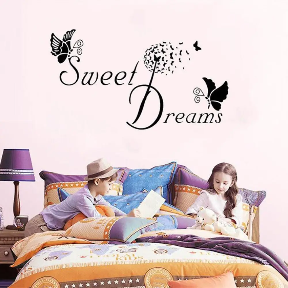 Romantic Letters SWEET DREAMS Wall Paste Fashion Butterfly LOVE Quote Wall Stickers for Bedroom Decals DIY Art Decor Accessories images - 6