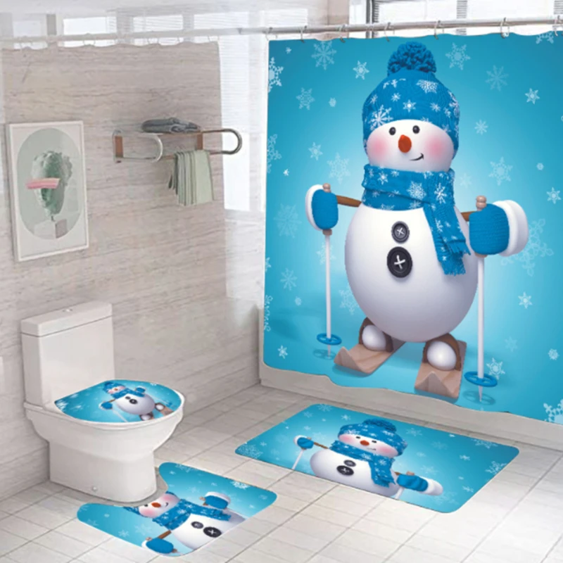 

Christmas Toilet Cover Bathroom Curtain Merry Christmas Decor for Home Christmas 2023 Ornaments Navidad Xmas Gifts New Year 2023