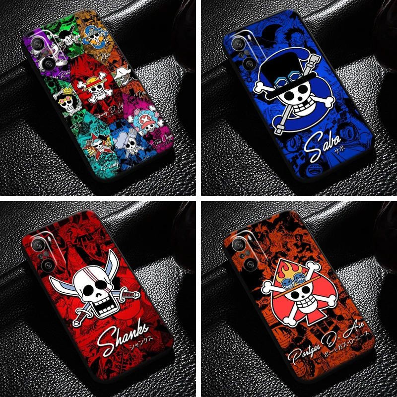 

One Piece Skull Logo For Xiaomi Redmi K40 Pro Gaming Phone Case Back Silicone Cover Liquid Silicon Black Carcasa Funda
