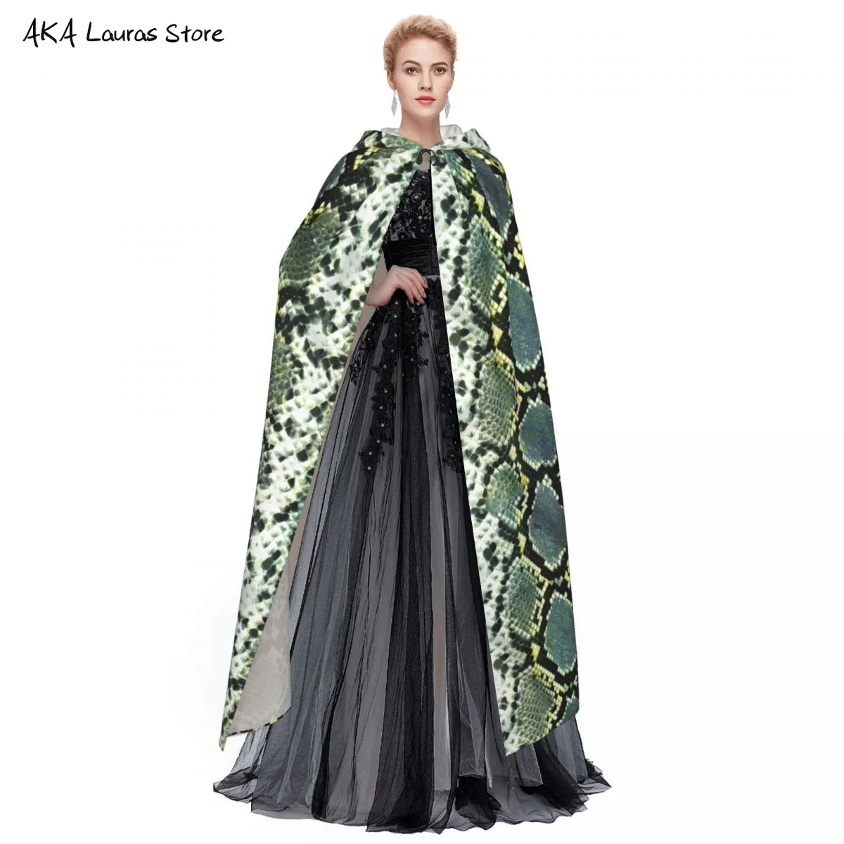 Змеиная кожа унисекс ведьма вечеринка двусторонний плащ с капюшоном для