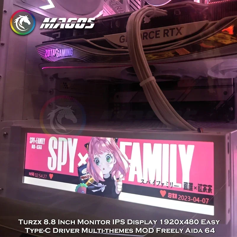Turzx Smart 8,8-дюймовый монитор IPS-дисплей, вторичный экран 1920x480 Простой драйвер Type-C Многоэма МОД Freely Aida 64 (art.: 3920cee1808dc) - 3920cee1808dc