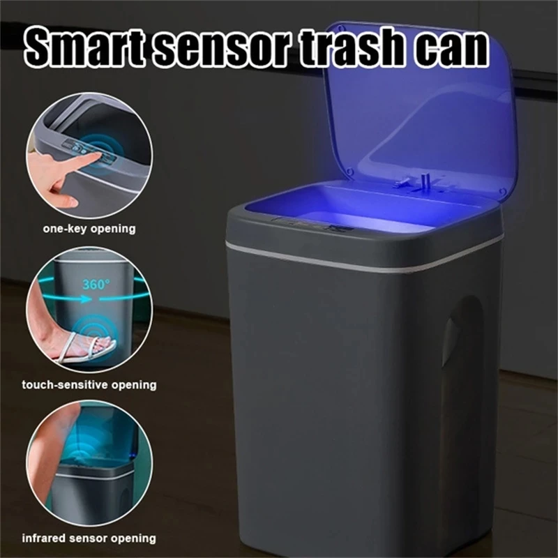 

Smart Induction Trash Can Automatic Sensor Dustbin Electric Touch Waste Bin Kitchen Rubbish Can For Bathroom Garbage 12/14/16L