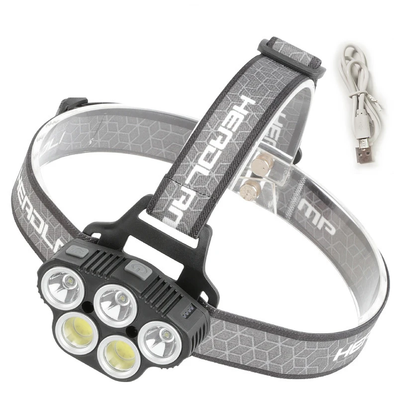 

5 Led Induction Headlamp Strong Light Rechargeable Emergency Lighting Portable Red Light Outdoor Multi-Function Head Lamp
