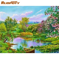 ruopoty spring mountain landscape picture by numbers for adults handpainted 40x50 frame acrylic painting draw canvas artcrafts