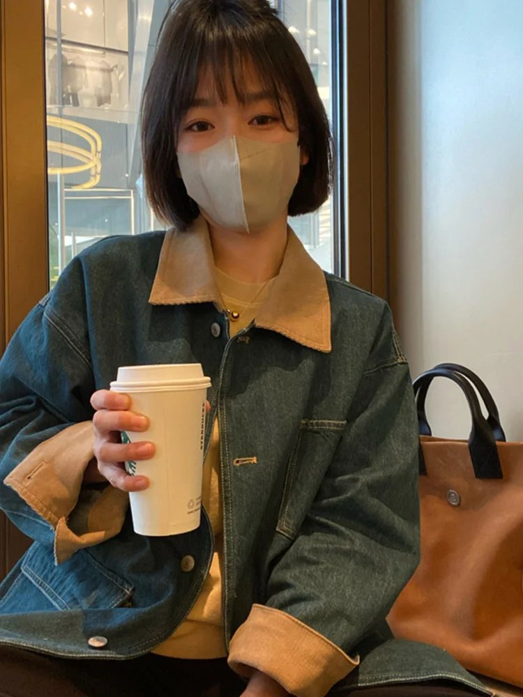 Куртка женская джинсовая в стиле ретро шикарный Повседневный Свободный Топ