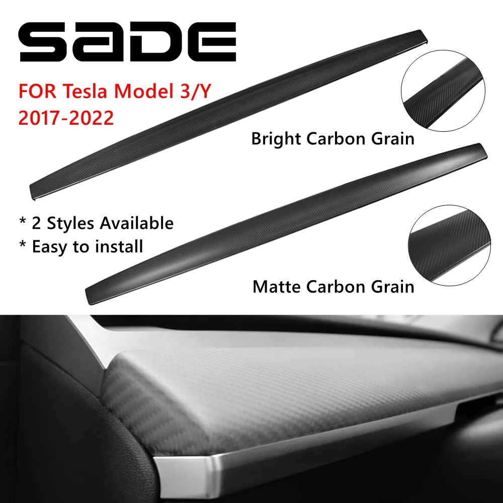 

Car Dashboard Cover For Tesla Model 3 Model Y 2017-2022 Carbon Fiber Pattern Dashboard Wrap Cap Dash Cover Accessories Black