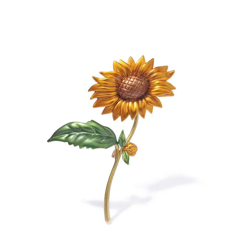

Shiny Sunflower Brooch Pins For Women Elegant Plant Fashion Austria Crystal Rhinestones Elegant Golden Flowers Brooches Girls