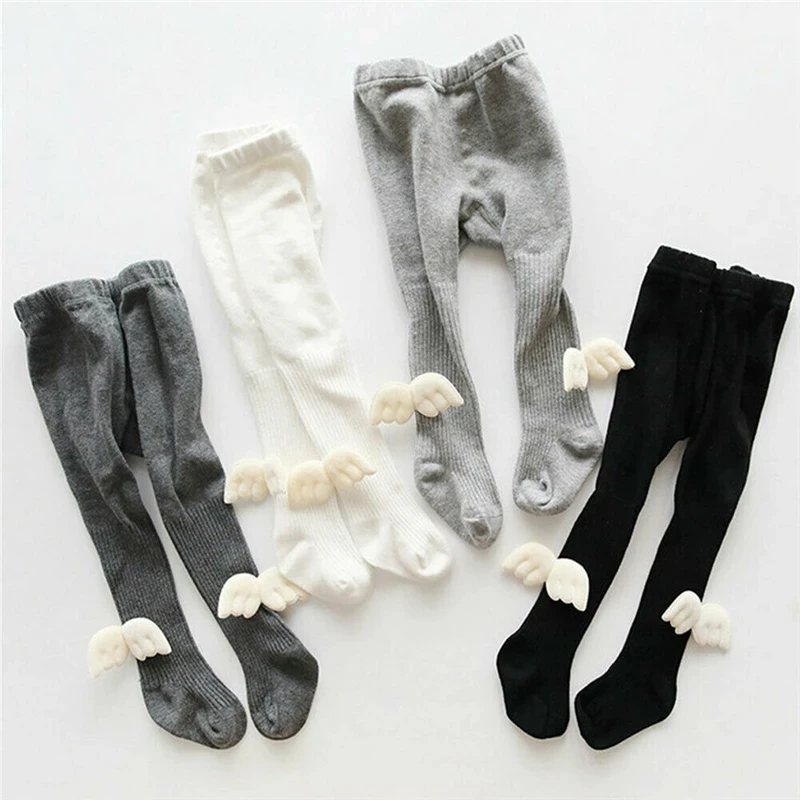 

Baby Girl Cute Angel Wings Pantyhose Leggings Soft Cotton Tights Hosiery 0-6Y Toddler Kids Children Spring Fall Socks 2022 New