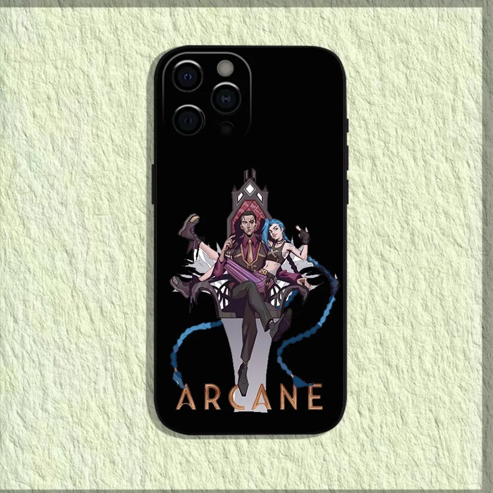 Чехол для телефона Arcane S-Silco J-Jinx iPhone 16 15 14 13 12 11 Pro X XS Max XR Plus Mini Soft Black Cover