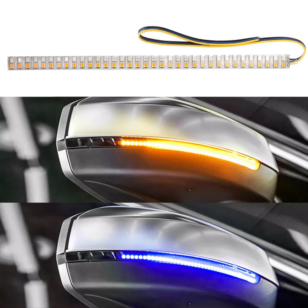 

LEEPEE Car-Styling LED Flowing Turn Signal Strip Light Car Modified Streamer Strip Amber Blue Car Rearview Mirror Indicator Lamp