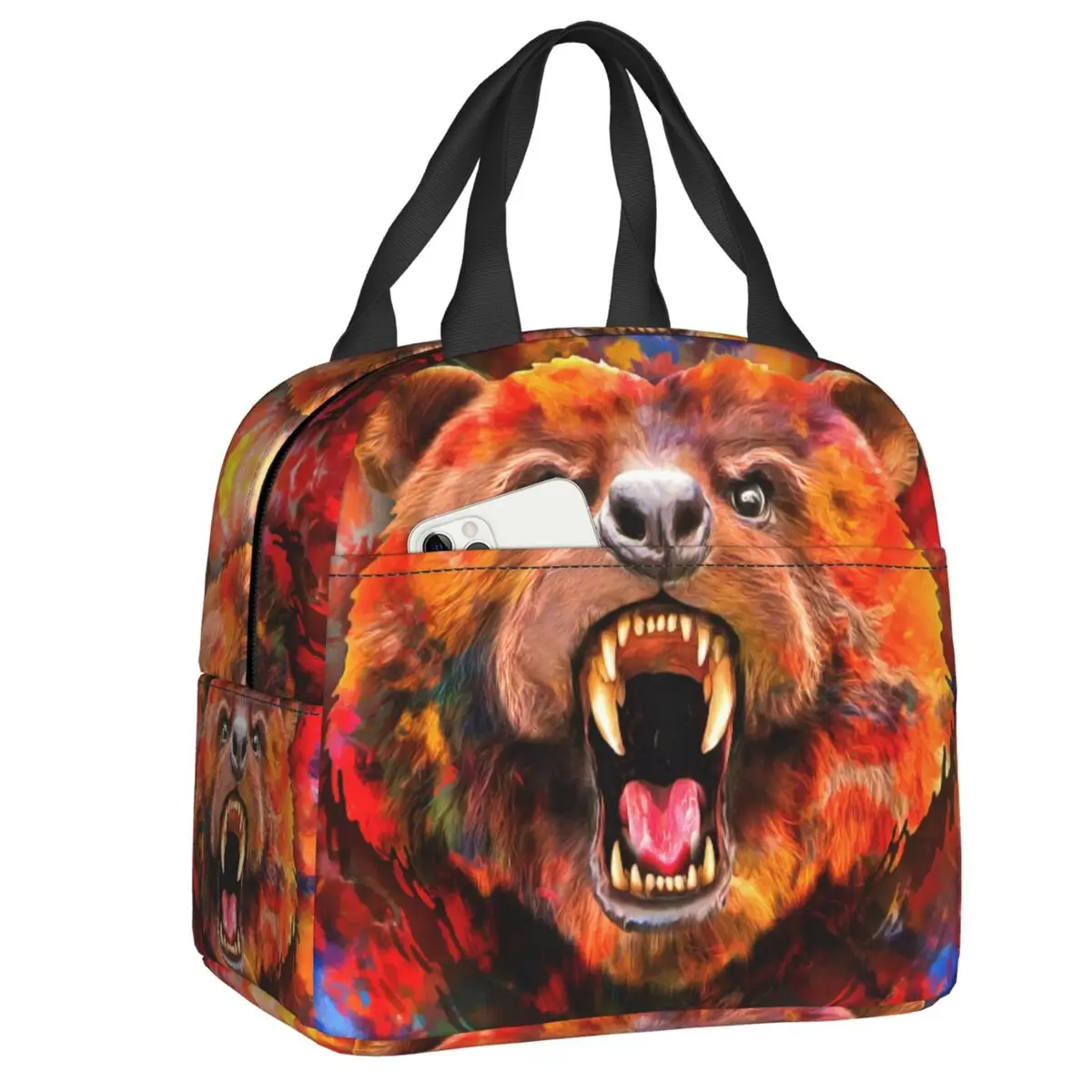 Angry Bear Lunch Box Multifunction Warm Cooler Thermal Food Insulated Lunch Bag for Women School Work Picnic Portable Tote Bags