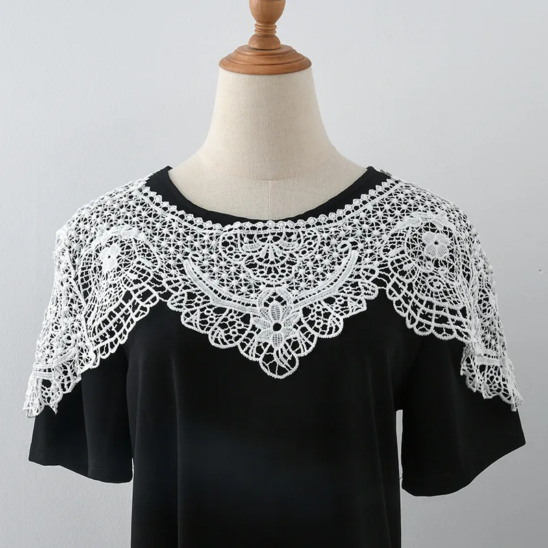 

Female Hollow Out Fake Collar Shawl for Women Shirt Blouse Detachable Collar Decorative Lapel False Collar Clothing Accessory