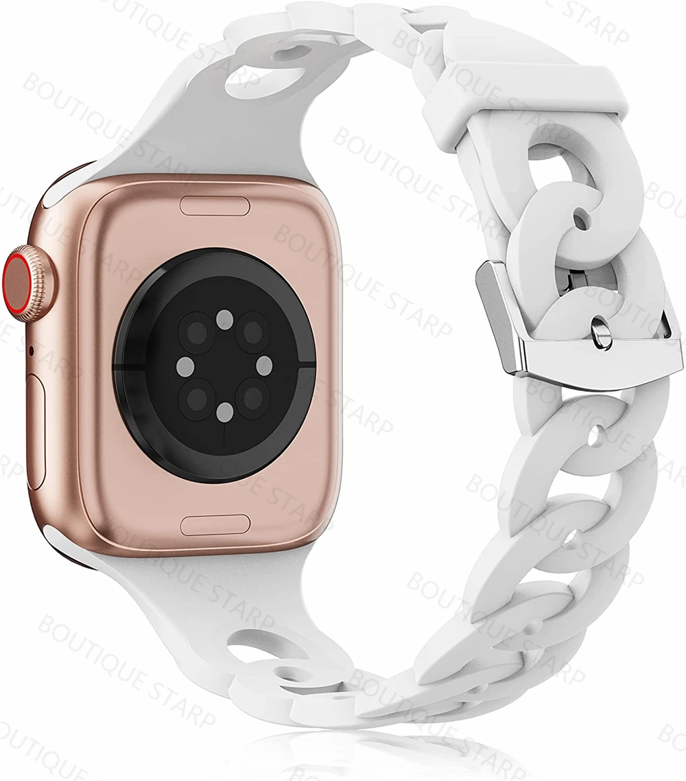 Ремешок силиконовый для Apple Watch Series 7 6 5 4 3 2 SE браслет IWatch Band 41 мм 45 42 44 38 40 - купить по