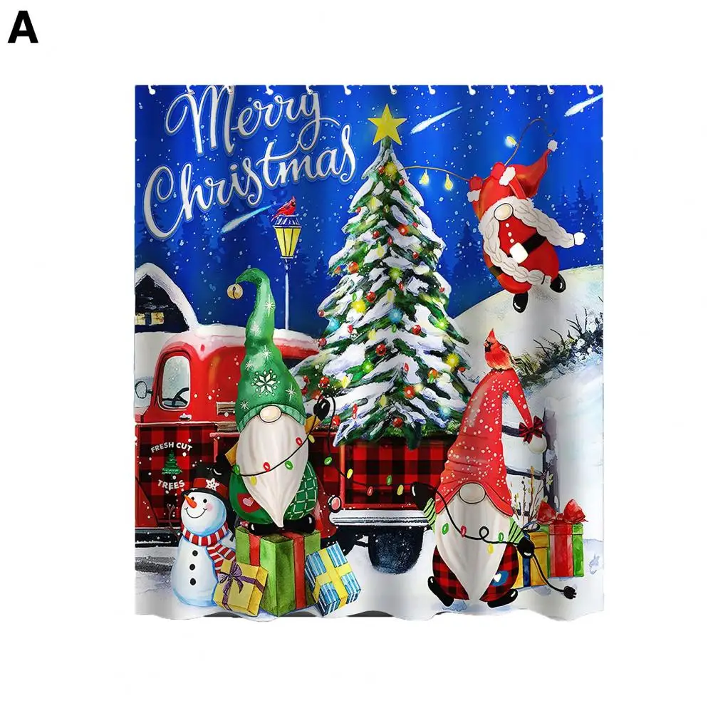 

Stylish Shower Curtain Fade Resistant Shower Curtain Festive Holiday Bathroom Decor Patterned Christmas Shower Curtain