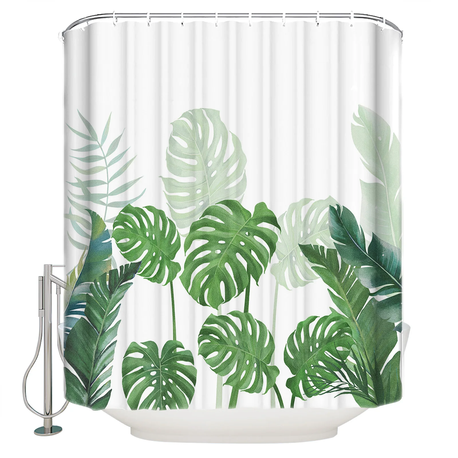 

Tropical Plants Monstera Palm Leaves Shower Curtains Bathroom Shower Curtain Set with Hooks Polyester Shower Curtain Bath Decor
