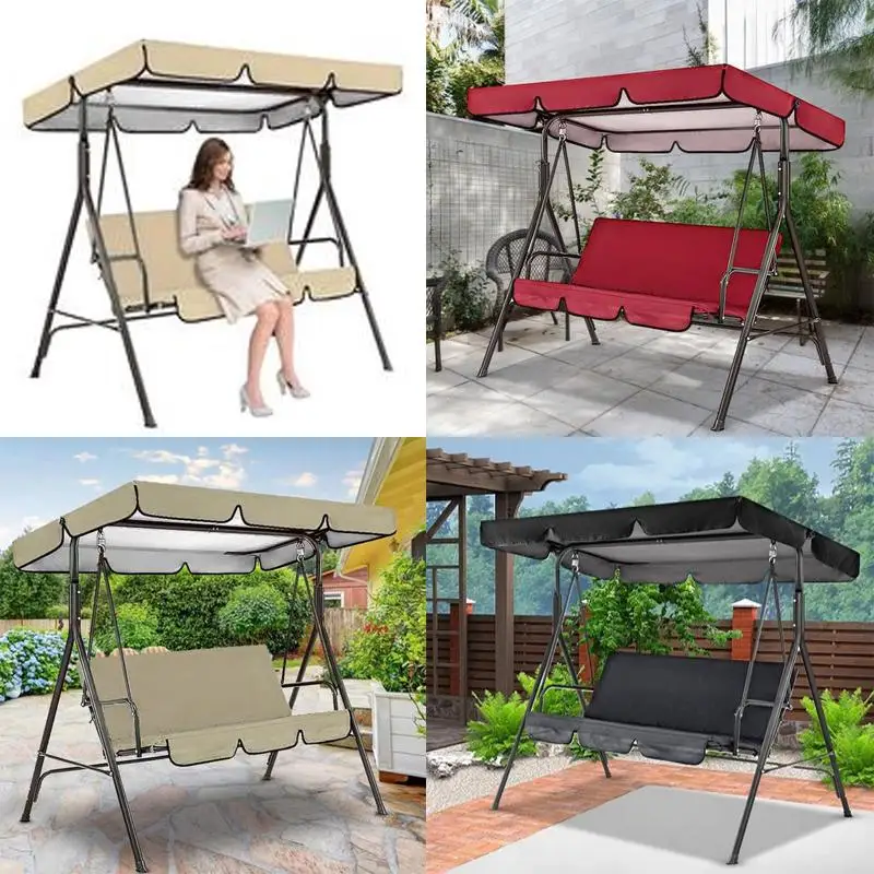 

Waterproof Swing Seat Top Shade Cloth Swing Top Rain Cover Rain Ruffled Rain-Proof Cover Outdoor Patio Swing Chair Dust Covers
