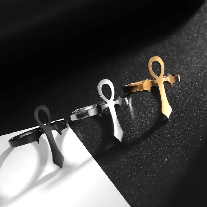 Регулируемое кольцо из нержавеющей стали с крестом для мужчин и женщин ювелирное