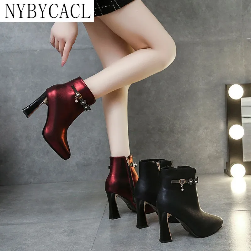 Fashion Women's Shoes Autumn New High-heeled Shoes 2022 Short Tube Pointed Toes Women's Bare Boots Casual Versatile Party Shoes
