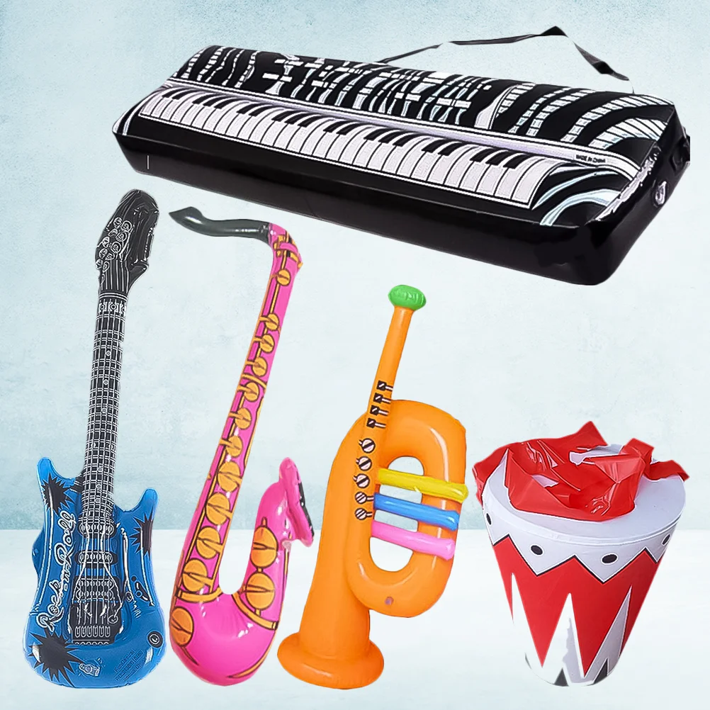 

Inflatable Party Guitar Toy Kids Blow Saxophone Instruments Instrument Musical Toys Balloons Roll Favors Guitars Props Keyboard