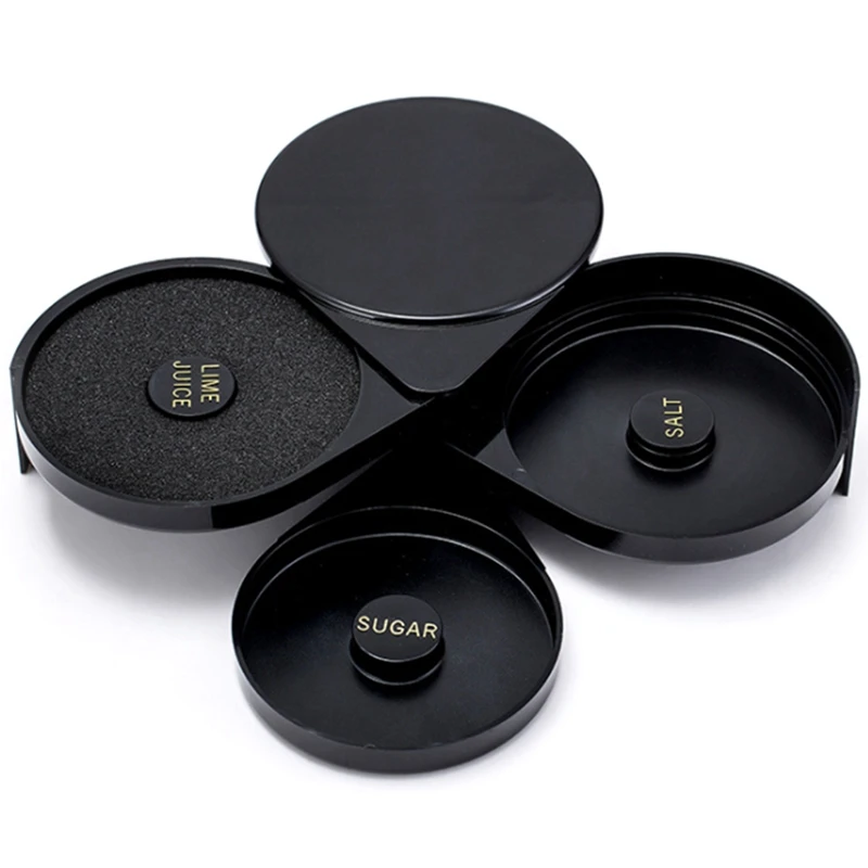 

Посуда для бара, трехслойная боковая соль, боковая сахарная коробка, бокс для коктейлей для Маргариты, соль