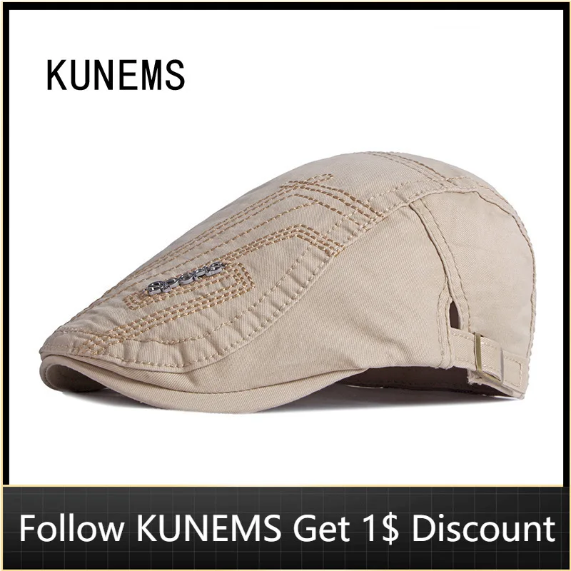 

KUNEMS Fashion Cotton Beret British Vintage Newsboy Hats Literature and Art Peaked Cap Korean Version Flat Hat for Man Unisex