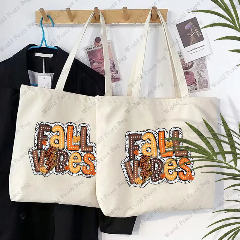 1 Шт. Осенняя Холщовая Большая Сумка С Узором Viburnum Женская Многоразовая Для