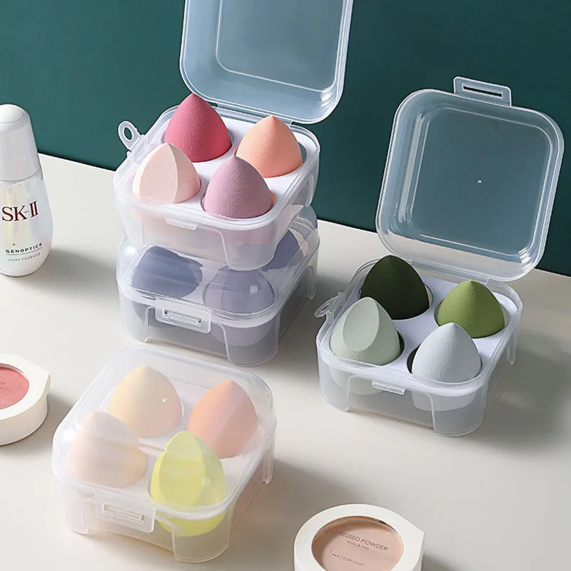 Four Palace Grid Egg Box 4 Pack Makeup Egg Makeup Puff Set Sponge Makeup Egg Do Not Eat Powder  Beauty Tools