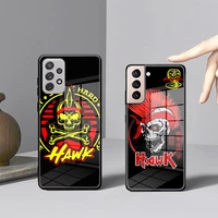 cobra kai hawk tempered glass phone case for samsung s22 s21 s20 ultra pro plus s10 5g s9 plus note10 20 ultra cover