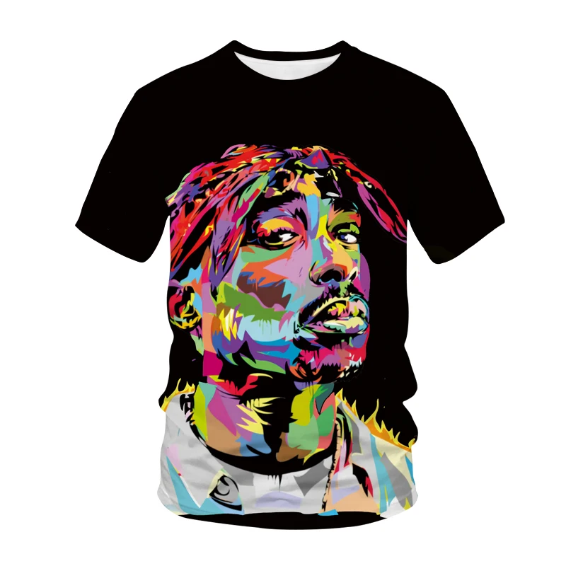 

Summer Male Tops Tees Rock Shirts 3D Print Tupac Amaru Shakur Hip Hop Streetwear Fashion Round Neck Oversize tshirts Unisex