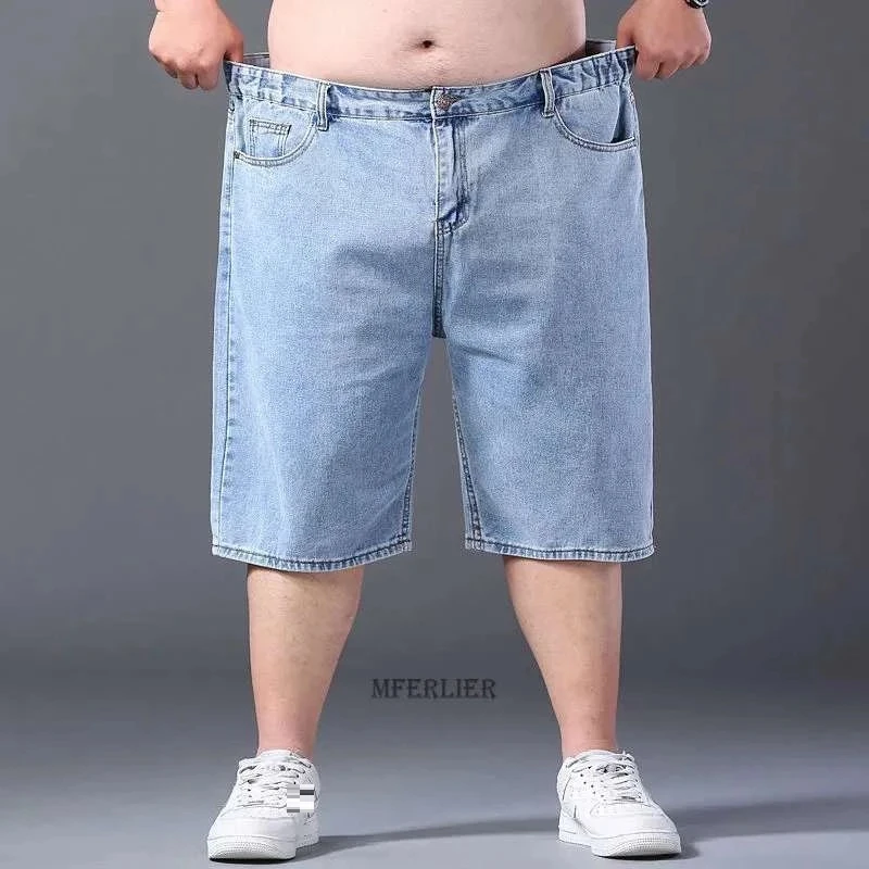

new arrived summer men denim shorts plus size jeans thin mferlier straight shorts big sales blue gray shorts loose