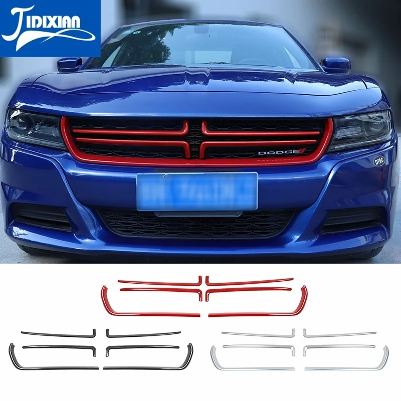 

JIDIXIAN Car Front Grills Grille Cover Decoration Strip Stickers Accessories for Dodge Charger 2015+